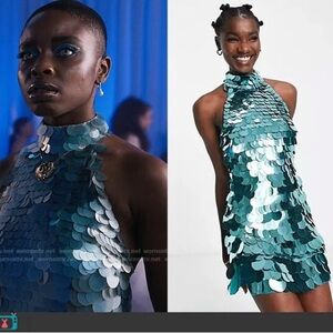 Bianca Wednesday Cosplay Teal Sequin Halter Dress from Nasty Gal